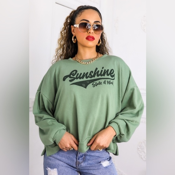 State of Mind Green Sweatshirt - Picture 3 of 5